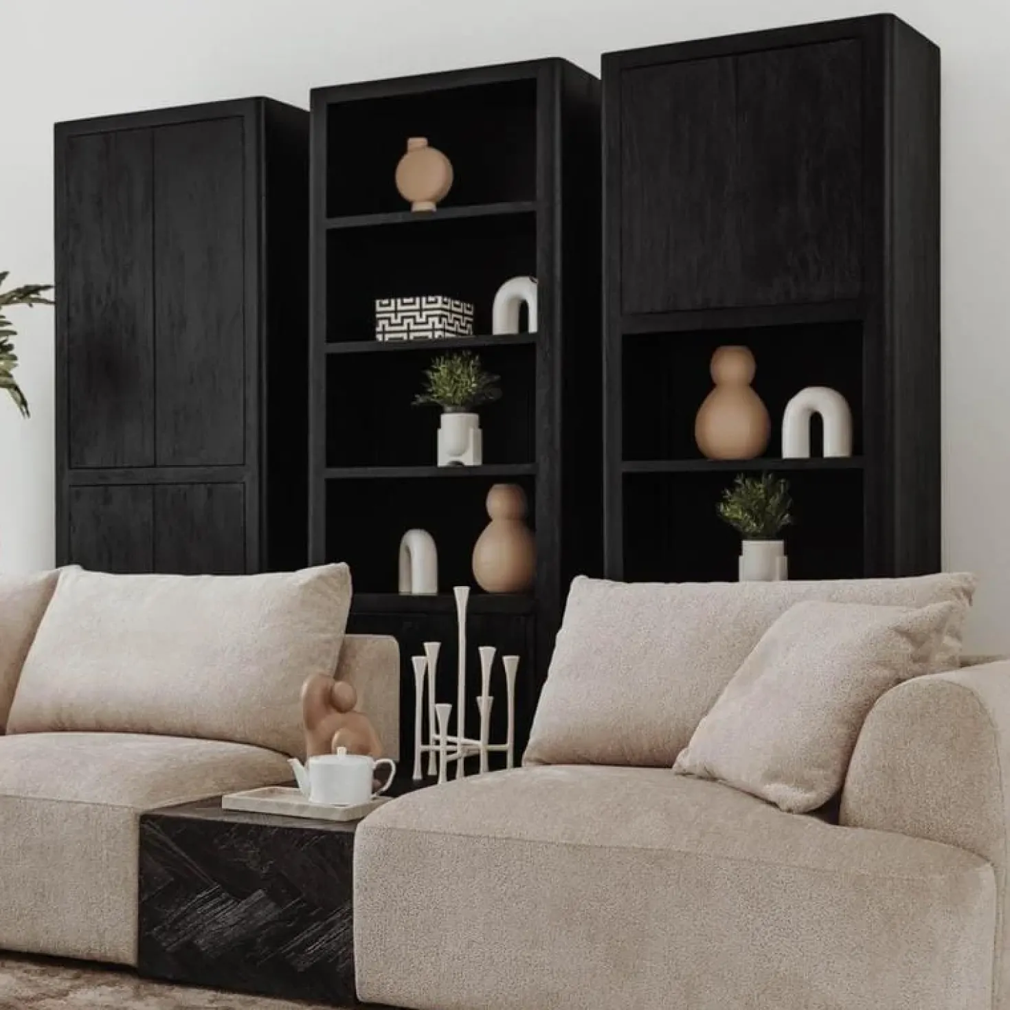 Tenna Vakkenkast Zwart mangohout 80cm