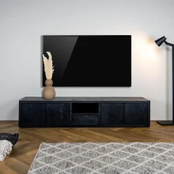 Tenna Zwevend Tv meubel zwart mangohout 200cm