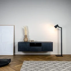 Tenna Zwevend Tv meubel zwart mangohout 150cm