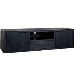 Tenna Zwevend Tv meubel zwart mangohout 150cm