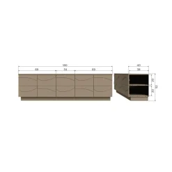 Teo Tv meubel Grenen Mud 180cm