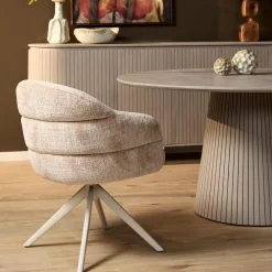 Tessa Eetkamerstoel Beige met Zand poot