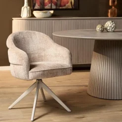 Tessa Eetkamerstoel Beige met Zand poot