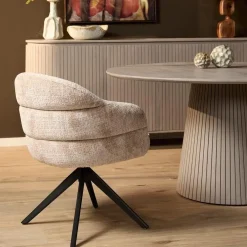 Tessa Eetkamerstoel Beige met Zwarte poot
