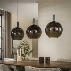 Tessio 3-lichts Hanglamp Bruin glas