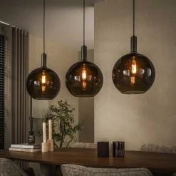 Tessio 3-lichts Hanglamp Bruin glas