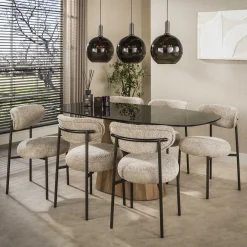 Tessio 3-lichts Hanglamp Bruin glas