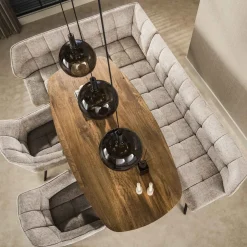 Tessio 3-lichts Hanglamp Bruin glas