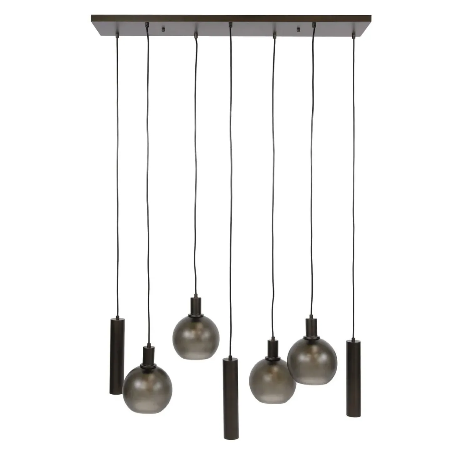Tessio 7-lichts Hanglamp bruin-frosted