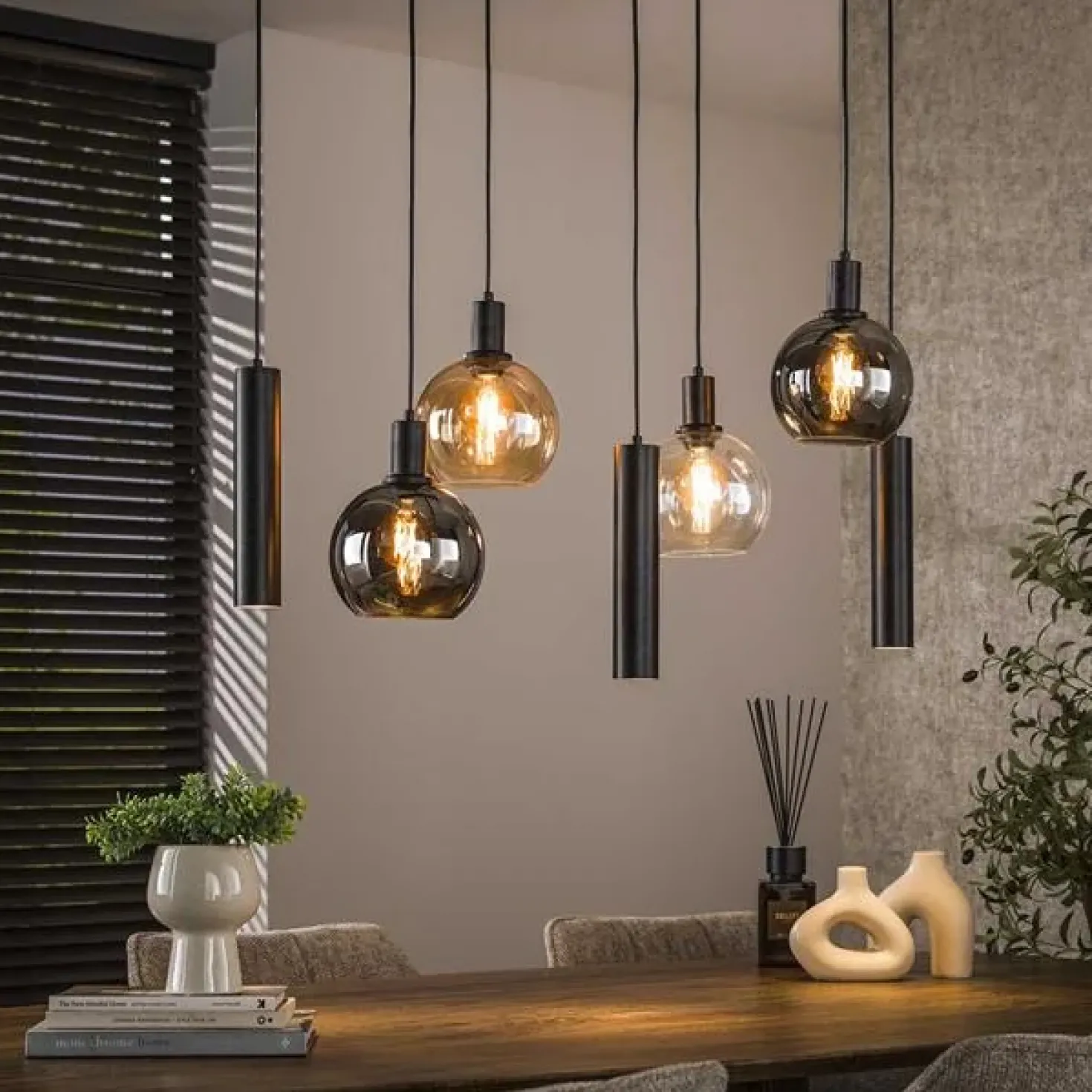 Tessio 7-lichts Hanglamp Multikleur glas
