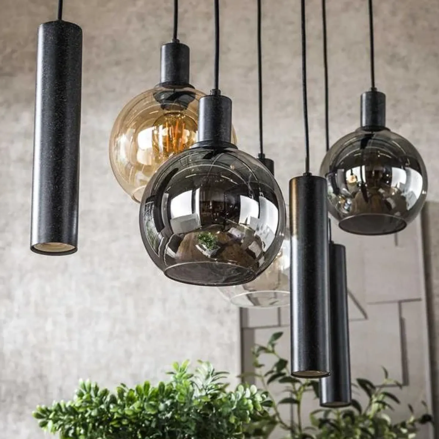 Tessio 7-lichts Hanglamp Multikleur glas
