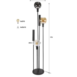 Tessio 5-lichts Vloerlamp Multikleur glas
