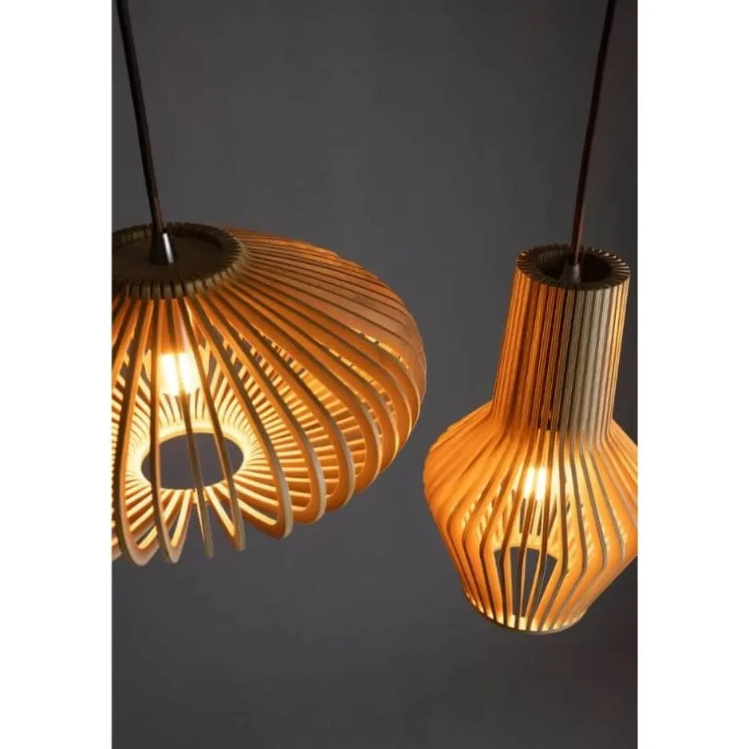 Tess 1-lichts Hanglamp hout langwerpig