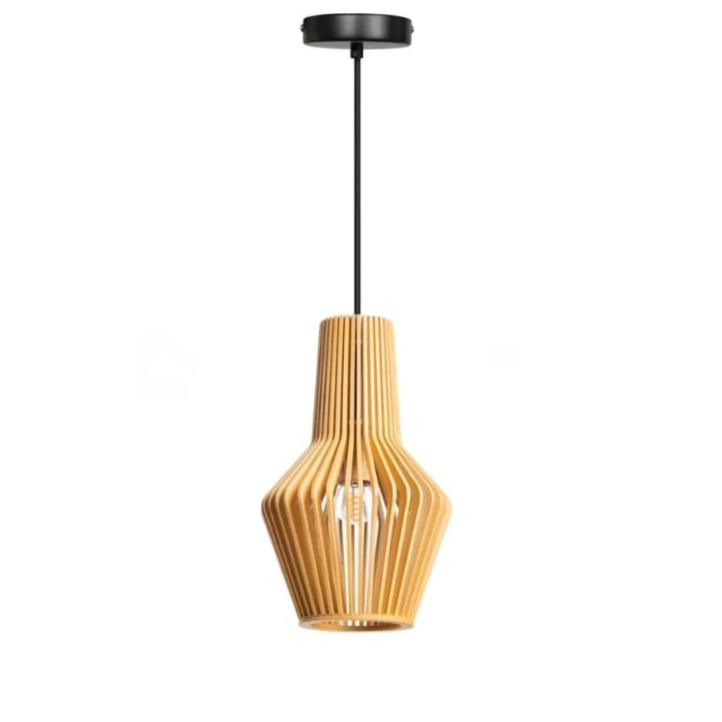 Tess 1-lichts Hanglamp hout langwerpig