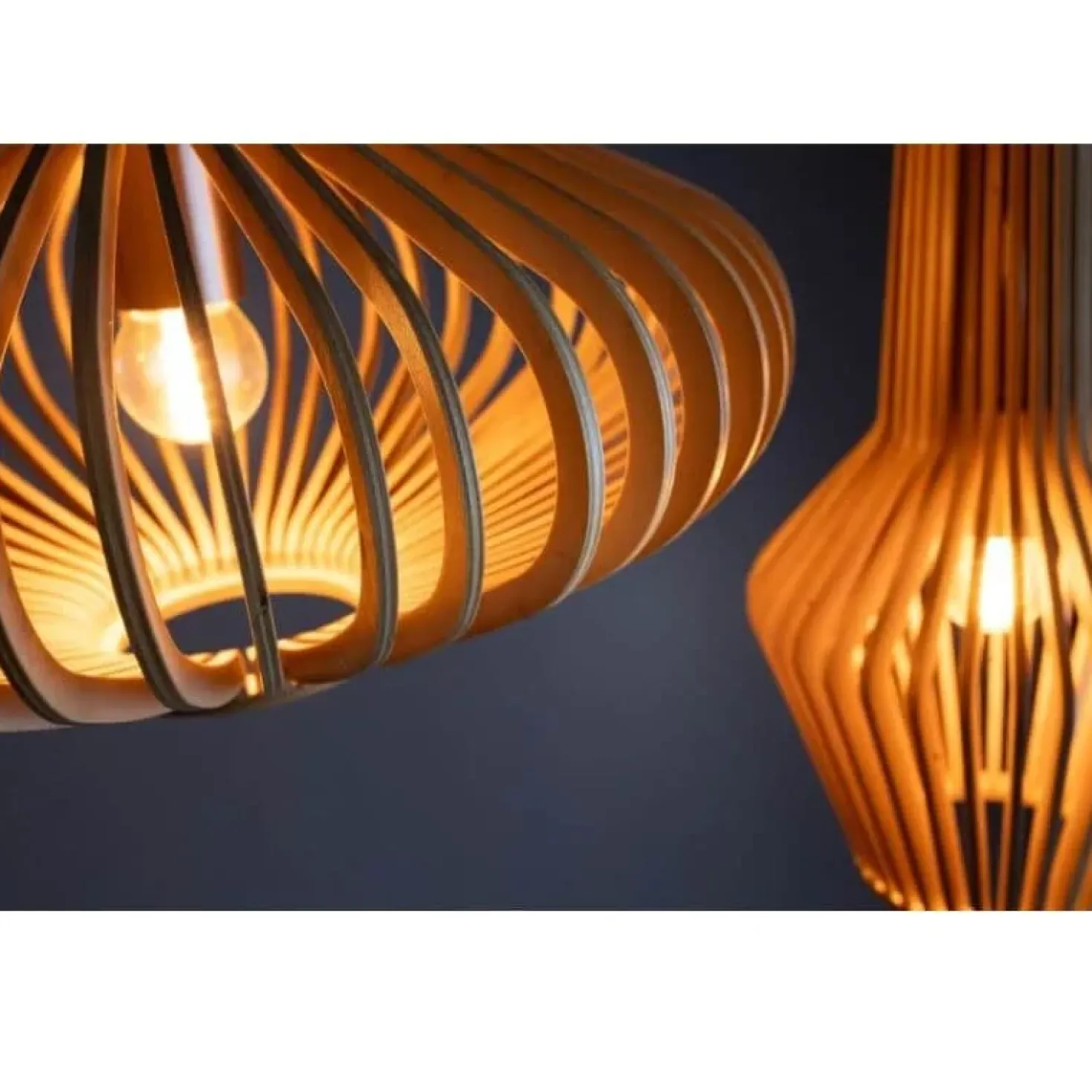 Tess 1-lichts Hanglamp hout langwerpig