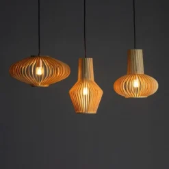 Tess 1-lichts Hanglamp hout plat