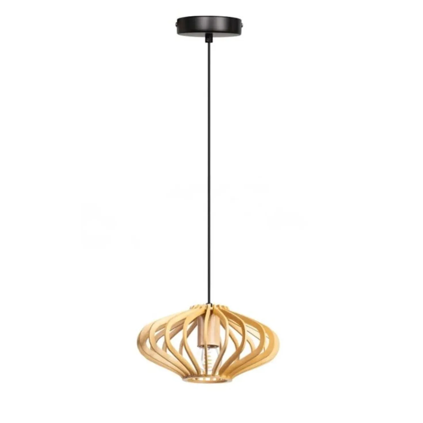 Tess 1-lichts Hanglamp hout plat