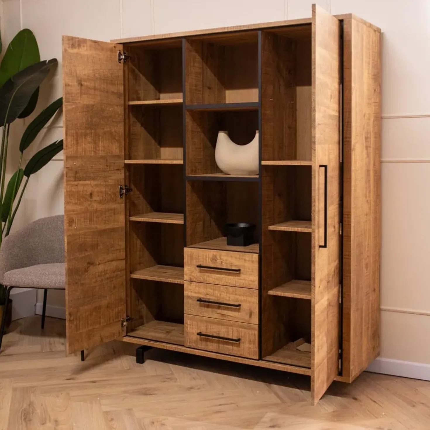Thornbay Vakkenkast 2 deuren Hout 135cm
