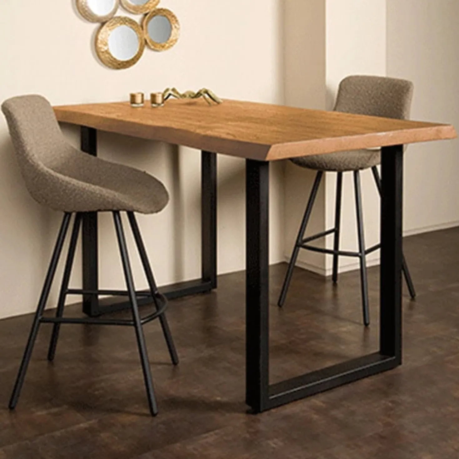 Tiago bartafel met U poot acacia hout naturel 140x90x95