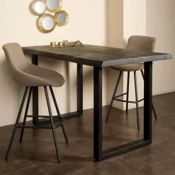 Tiago bartafel met U poot acacia hout zwart 140x90x95