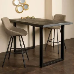 Tiago bartafel met U poot acacia hout zwart 160x90x95