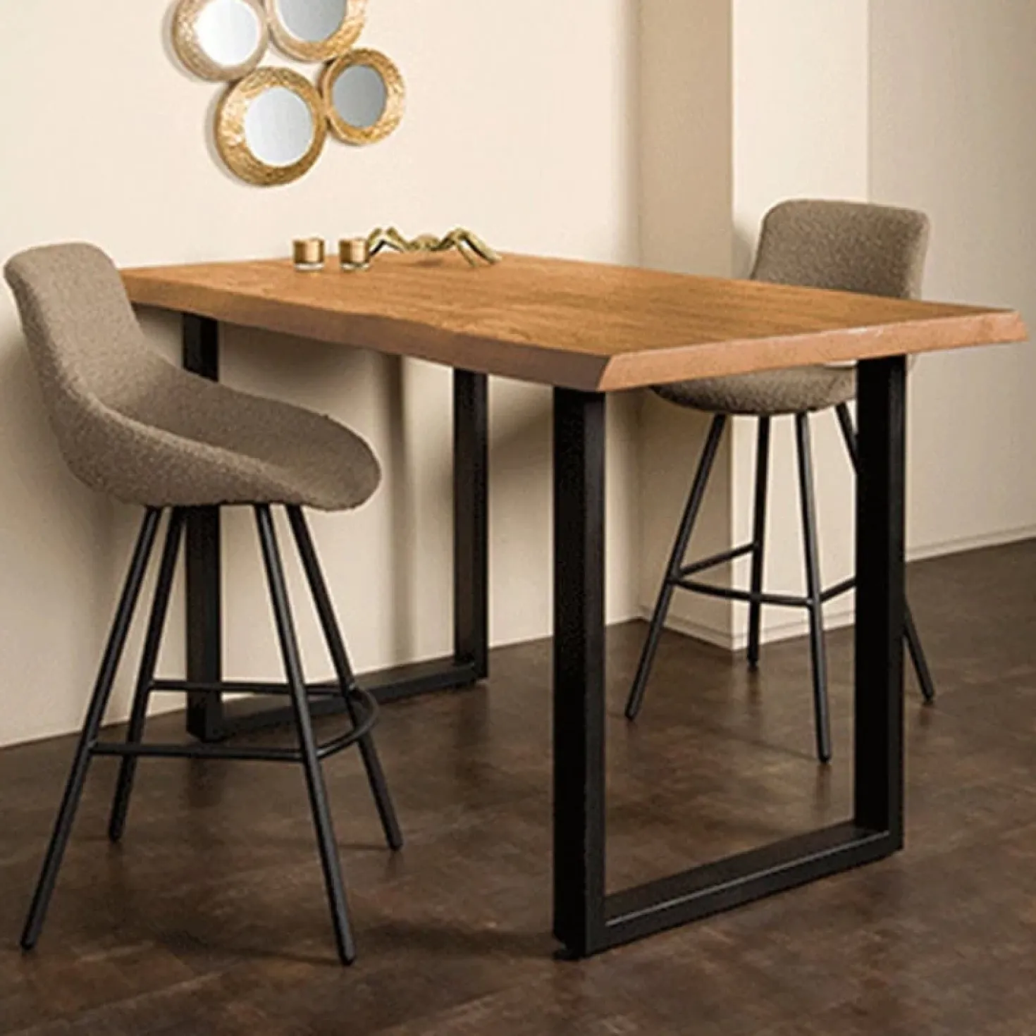 Tiago bartafel met U poot acacia hout naturel 160x90x95