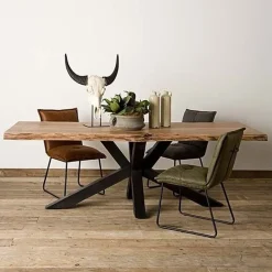 Tiago Boomstam Eettafel met spinpoot rechthoek acacia hout naturel 220×100