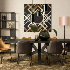 Tiago Eettafel met spinpoot rechthoek acacia hout zwart 200×100