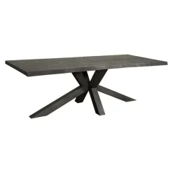 Tiago Eettafel met spinpoot rechthoek acacia hout zwart 200×100