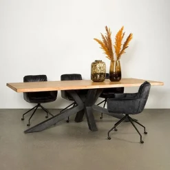 Tiago Eettafel met spinpoot rechthoek acacia hout naturel 260×100