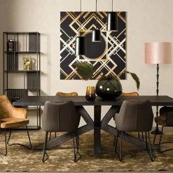 Tiago Eettafel met spinpoot rechthoek acacia hout zwart 220×100