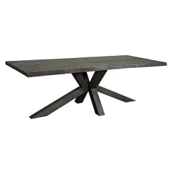 Tiago Eettafel met spinpoot rechthoek acacia hout zwart 220×100