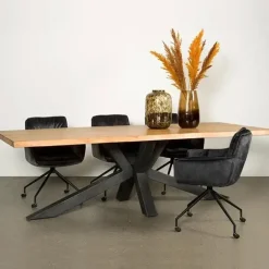 Tiago Eettafel met spinpoot rechthoek acacia hout naturel 180×90