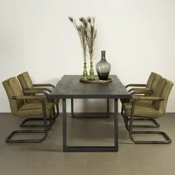 Tiago Eettafel met U poot rechthoek acacia hout zwart 160×90