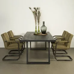 Tiago Eettafel met U poot rechthoek acacia hout zwart 240×100