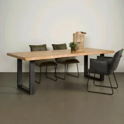 Tiago Eettafel met U poot rechthoek acacia hout naturel 260×100