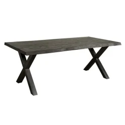 Tiago Eettafel met X poot rechthoek acacia hout zwart 220×100