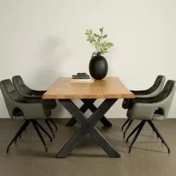 Tiago Eettafel met X poot rechthoek acacia hout naturel 220×100