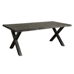 Tiago Eettafel met X poot rechthoek acacia hout zwart 240×100