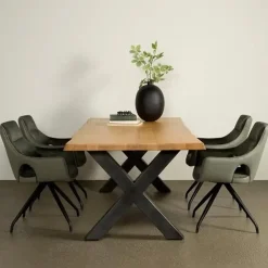 Tiago Eettafel met X poot rechthoek acacia hout naturel 240×100