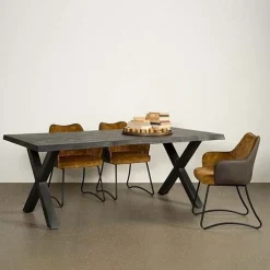 Tiago Eettafel met X poot rechthoek acacia hout zwart 260×100