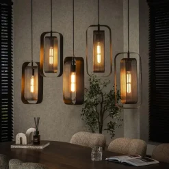 Tindy 5-lichts hanglamp industrieel artic zwart