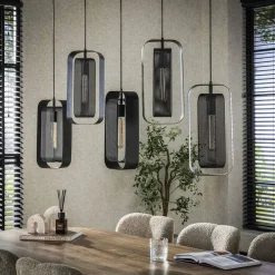 Tindy 5-lichts hanglamp industrieel artic zwart