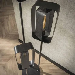 Tindy 3-lichts vloerlamp industrieel artic zwart