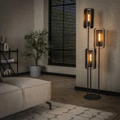 Tindy 3-lichts vloerlamp industrieel artic zwart