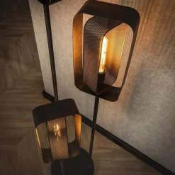Tindy 3-lichts vloerlamp industrieel artic zwart