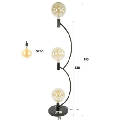 Tio 3-lichts Vloerlamp Bruin