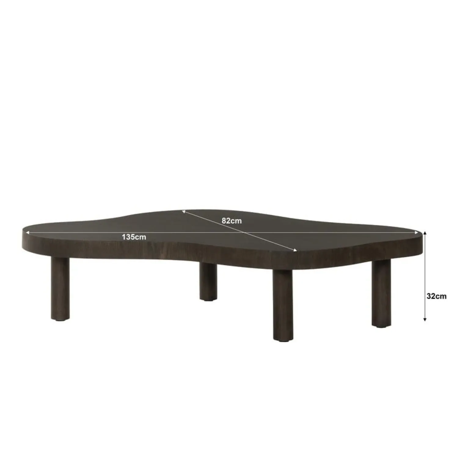 Tobago Salontafel organisch Espresso eiken 135cm