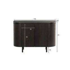 Tobago Wandkast laag Espresso eiken 115cm