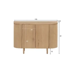 Tobago Wandkast laag naturel eiken 115cm